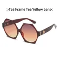 Gafas de sol hexagonales con montura marrón y lentes amarillas degradadas - Montura Té Lentes Degradadas Té Amarillo