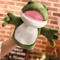 Green frog plush hand puppet for storytelling with soft fabric and realistic eyes - 30cm / Frog