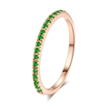 Minimalist rose gold ring with a sparkling row of emerald green cubic zirconia stones - Rose Gold Green Zirconia