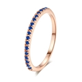 Elegant rose gold plated ring featuring micro-set round blue zircon gemstones - Rose Gold Blue Zirconia
