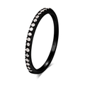 Minimalist black engagement ring featuring a band set with sparkling zircon stones - Black Gold White Zirconia