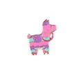 Cute cartoon alpaca enamel pin in pink and purple colors with gold-tone metal edges - Pony