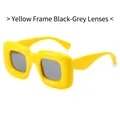 Y2K square sunglasses featuring a bold yellow thick frame and dark grey tinted lenses - Yellow Frame Grey Lens