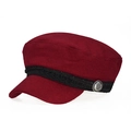 Berretto newsboy in lana bordeaux con pizzo nero e bottone in metallo con corona - Regolabile / Rosso Vino (4)
