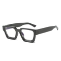 Retro black thick frame blue light blocking glasses with glossy finish at 45-degree angle - Matte Black Frame Clear Lens