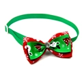 Christmas dog bow tie with festive reindeer pattern and sparkling rhinestone center - 1*(20-36)CM / Xmas Tree Reindeer Rhinestone (VN088-5)