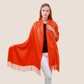 Vibrant orange cashmere-style scarf wrap with soft fringe tassels for autumn and winter - Brick Red