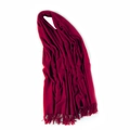 Deep red cashmere wool scarf with soft fringe tassels for autumn and winter warmth - Wine Red