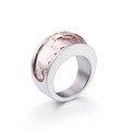 Silberner Edelstahlring mit einem großen, facettierten rosa Kristall-Edelstein - US 7 / Hellorange