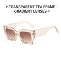 Lunettes de soleil carrées avec monture thé transparente et verres dégradés - Monture Thé Transparent Verre Dégradé Thé