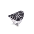 Anillo vintage de acero inoxidable para hombre con textura de cuentas estilo punk - US 10 / Color Acero