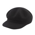 Gorra clásica tipo newsboy de lana negra para mujer con parte superior octogonal lisa - 57cm / Negro