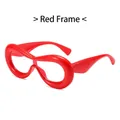 Montatura per occhiali rossa oversize in plastica con un audace design ondulato - Montatura Rossa