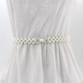 Ceinture élastique en perles blanches avec boucle noeud en strass argenté pour femme - EL95-14 Nœud en Strass Argenté