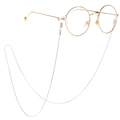 Slim metal chain for round gold frame glasses with non-slip rubber loop connectors - Silver Thin Chain Style