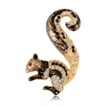 Goldene Eichhörnchen-Brosche mit Leoparden-Emaille und funkelnden Strasssteinen - Silberschwarz Leopard