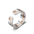 Bicolor-Ring aus S925 Sterlingsilber mit Roségold-Akzenten und dekorativem Wolkenmuster - Verstellbarer Offener Hohl-Stil