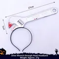 Halloween wrench headwear with realistic red blood splatters and forged steel text detail - One Size / Silver Wrench Headband