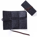Organizador de herramientas de fieltro gris oscuro enrollable con cuatro ranuras - Estuche enrollable para herramientas