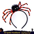 Halloween Spinnen-Stirnband in Schwarz mit orangefarbenen Streifen, 18x21cm groß - 3D Spinne Stirnband