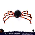 3D Halloween Spinne Brosche in schwarz-orangen Streifen mit Plüsch-Finish, 12x21cm - 3D Spinne Brosche