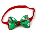 Adjustable Christmas pet bowtie collar with red and green snowflake patterns - 1*(20-36)CM / Snowflake Zigzag Red Ribbon (VN098-5)