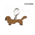 Chocolate dachshund dog charm keychain with silver lobster clasp for bags and keys - Brown Dachshund