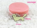 Golden dachshund alloy pendant with lobster clasp charm for keychains or bags, 27mm size - Yellow Dachshund