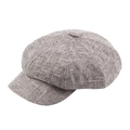 Vintage grey plaid newsboy cap with octagonal design and textured polyester fabric - M (56-58cm) / Gray