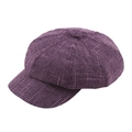 Classic newsboy octagonal cap in deep purple textured tweed fabric for men and women - M (56-58cm) / Purple