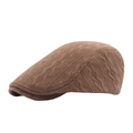 Classic brown knitted ivy cap for men and women featuring warm ribbed texture fabric - Adjustable / Khaki