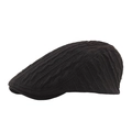 Thick knit dark brown ivy cap for men and women featuring vintage cable pattern textures - Adjustable / Black