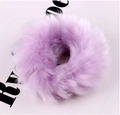 Furry purple plush hair scrunchie in candy colors made of faux rabbit fur material - Light Purple