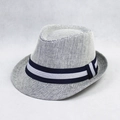 Chapeau panama classique en paille avec ruban bicolore pour homme et femme plage - Taille Unique (Circonférence 58cm) / Bleu marine