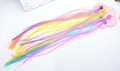 Colorful synthetic hair extensions with matching plastic clips on pink cloud card - Mixed Bright Straight Hair With Claw Clip
