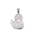 Pendentif religieux portrait de saint en acier titane argenté avec relief détaillé - Pendentif Sacré-Cœur de Jésus-Acier (KP78000-Z)