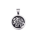 Colgante de elefante de plata minimalista con dije redondo y detalles grabados únicos - Color Acero (KP78009-Z)