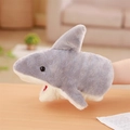 Gray and white plush shark hand puppet toy for storytelling and pretend play - 28cm / Shark