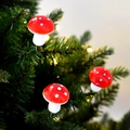 Set of red and white mushroom ornaments clipped to a Christmas tree with bokeh lighting - 2.0cm / Red