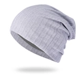 Bonnet tombant gris clair côtelé et scintillant pour hommes et femmes avec fils argentés - Taille unique / Gris Argenté (Pailleté)