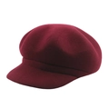 Clásica gorra de repartidor de lana color burdeos para mujer con diseño liso minimalista - 57cm / Burdeos