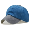 Vintage washed cotton baseball cap with blue crown and contrasting grey brim detail - Adjustable / Blue Crown Grey Brim