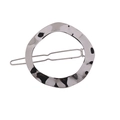 Silver round metal hair clip with hammered texture finish and minimalist sleek design - Round Silver