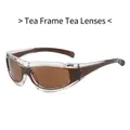 Gafas de sol deportivas Y2K steampunk con montura y lentes marrones - Montura Té Lente Té