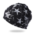 Gorro de punto negro con estrellas vintage y diseño térmico de doble capa para el invierno - Talla única / Negro
