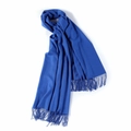 Thick navy blue cashmere scarf with fringe details for autumn and winter warmth - Sapphire Blue