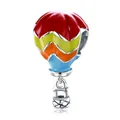 Colorful hot air balloon 925 sterling silver charm with red and blue enamel for bracelets - Colorful Hot Air Balloon-SCC867