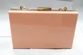 Pink acrylic box clutch bag with elegant gold metal frame and rectangular push clasp - Pink