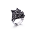 Anello da uomo vintage a testa di lupo in acciaio inossidabile con finitura nera - US 10 / Color Acciaio