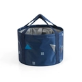 Detail of portable blue folding bucket with waterproof lining and geometric pattern - Medium / Navy Geometric